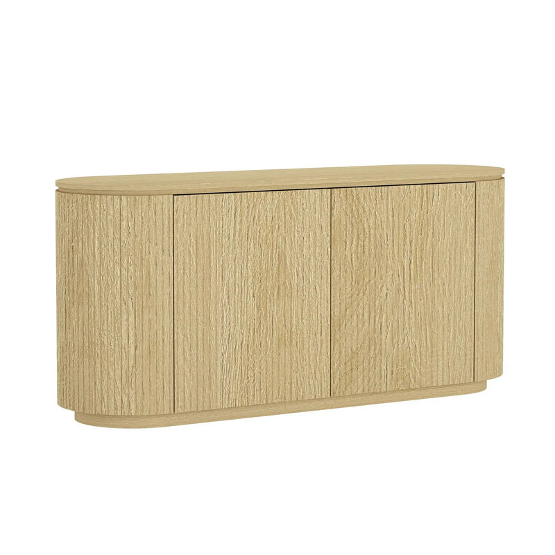 Olivia - Sideboard With 4 Adjustable Shelves With Handle Free Doors And Rounded Edges - Oak by HouseOfZazla