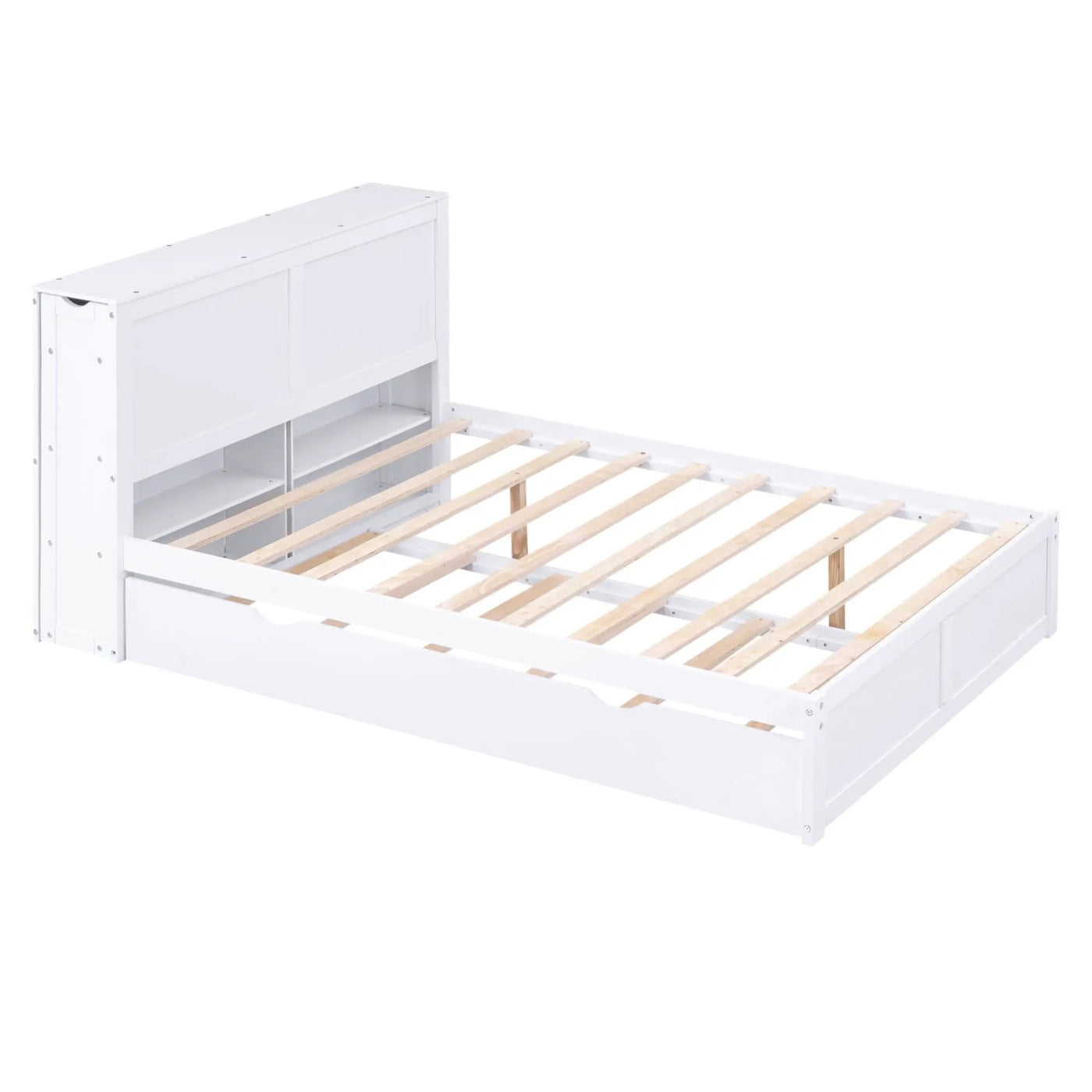 Storage Platform Bed With Pull Out Shelves And Trundle by HouseOfZazla