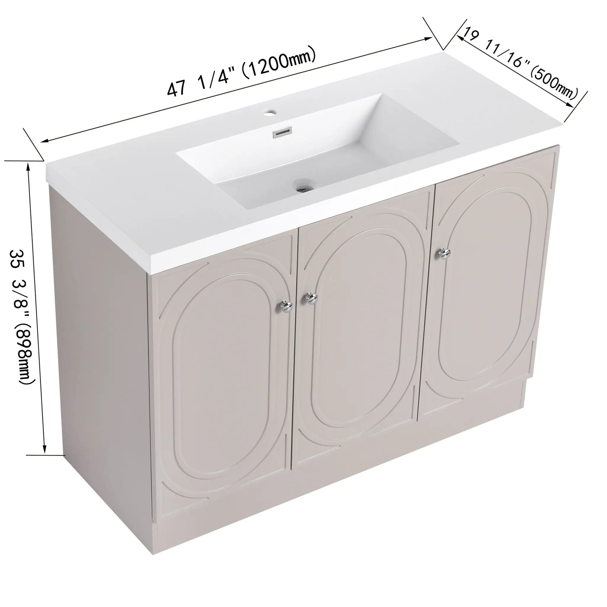 Contemporary Freestanding Bathroom Vanity With Resin Sink & Soft-Close Cabinet Doors by HouseOfZazla