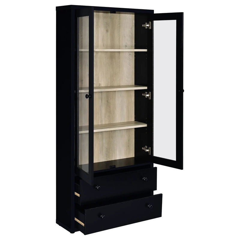 Hawthorne 4-shelf Glass Door Cabinet with Drawers Black by Unique Piece Furniture