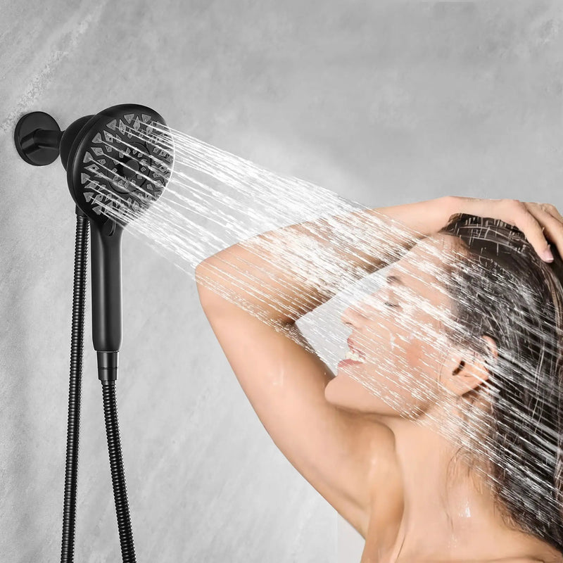High Pressure Shower Heads 6 Spray Mode Handheld Shower With 60" Stainless Steel Hose - Matte Black by HouseOfZazla