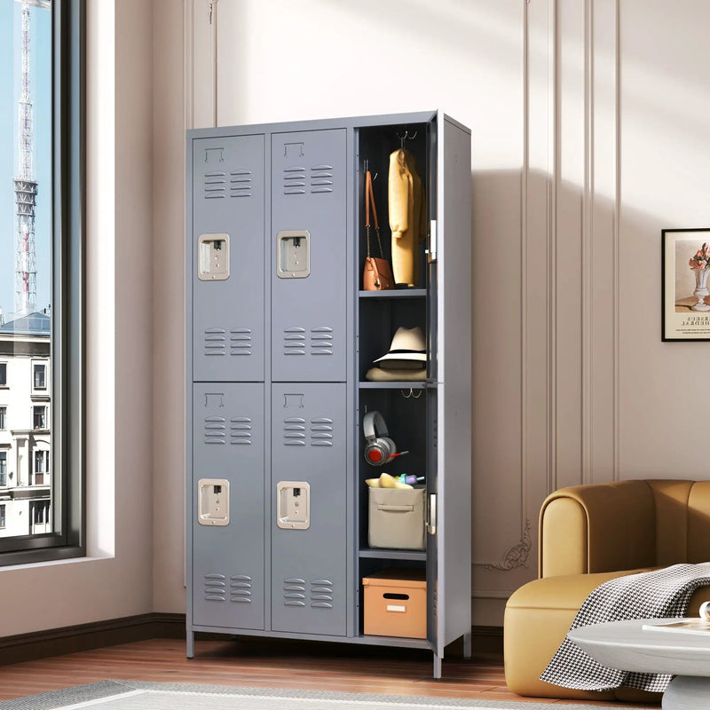 6 Door Lockers With Lock For Employees, Storage Cabinet For Home, Gym, Office, School, Garage - Gray by HouseOfZazla