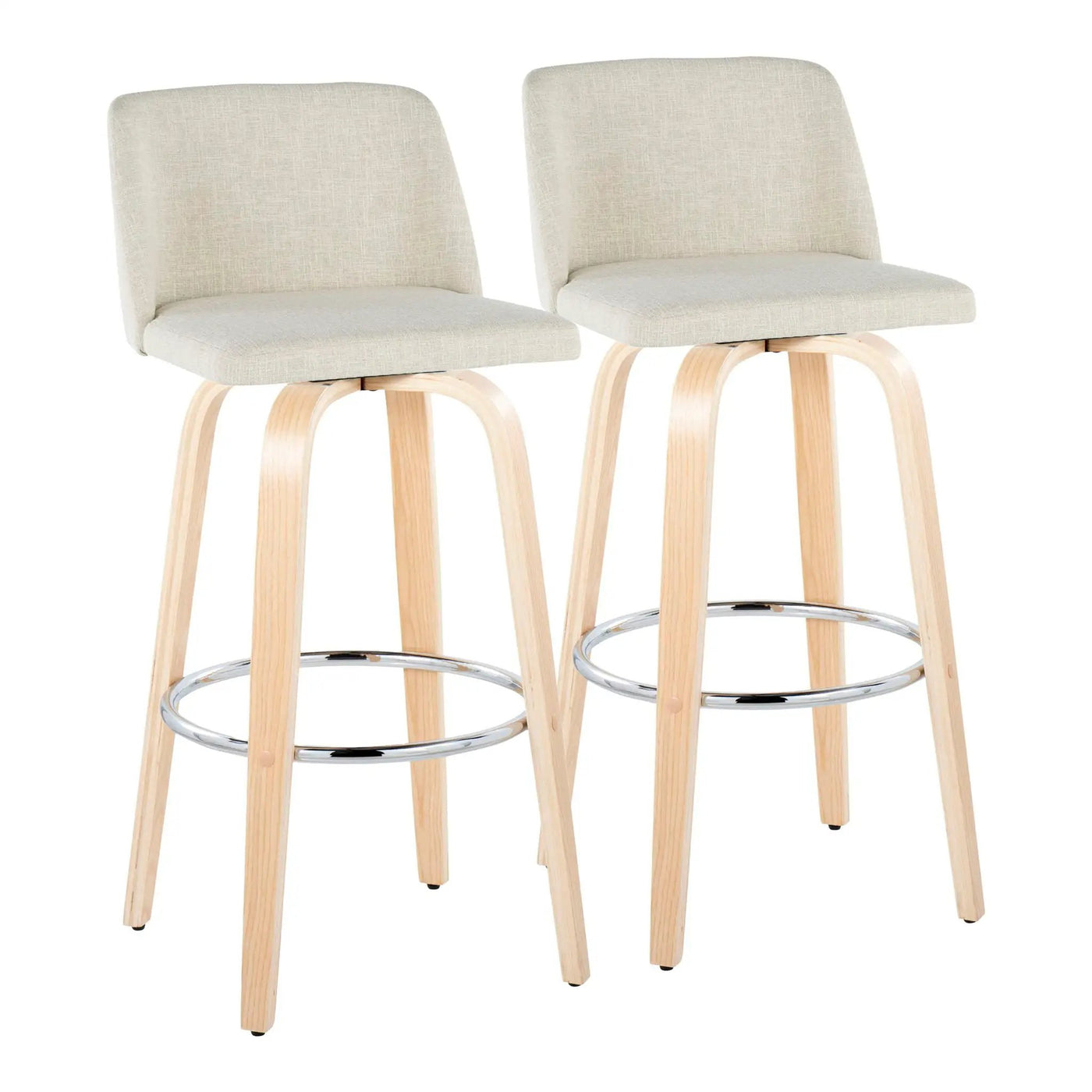 Toriano - Contemporary, Fixed Height Barstool Swivel & Round Footrest (Set of 2) by HouseOfZazla