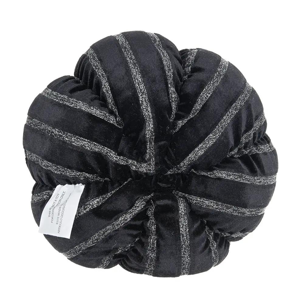 Set of 2, 7x7x7" Fabric Black Stripe Pumpkin Decor by HouseOfZazla