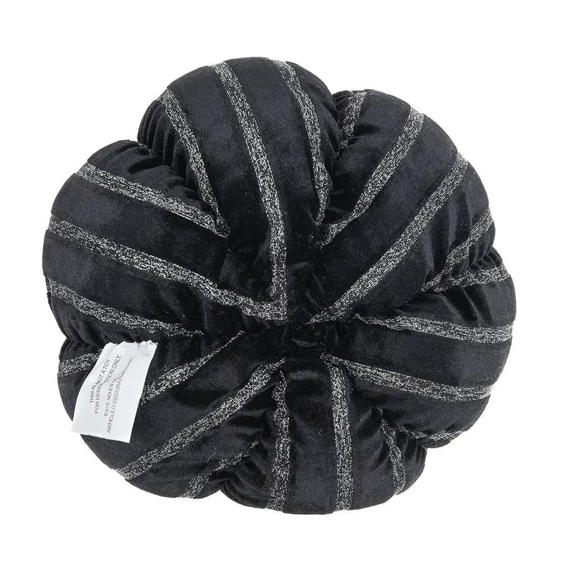 Set of 2, 7x7x7" Fabric Black Stripe Pumpkin Decor by HouseOfZazla