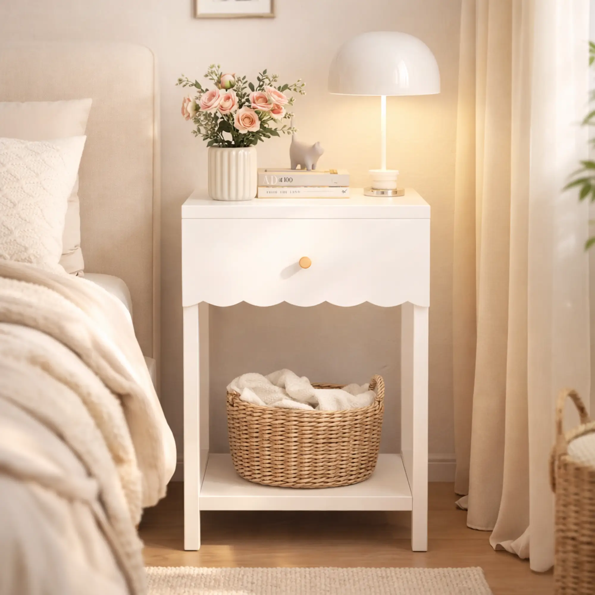 Modern Bedside Table with Drawer and Open Shelf by HouseOfZazla