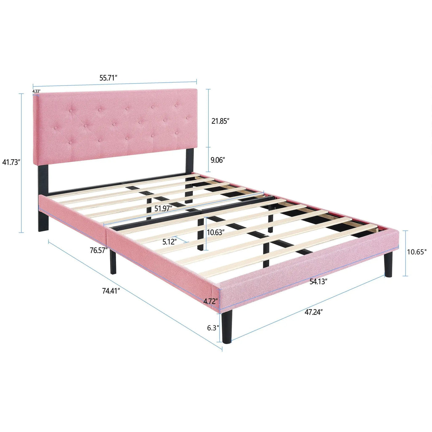 Modern Upholstered Platform Bed Frame With Button Tufted Fabric Headboard by HouseOfZazla