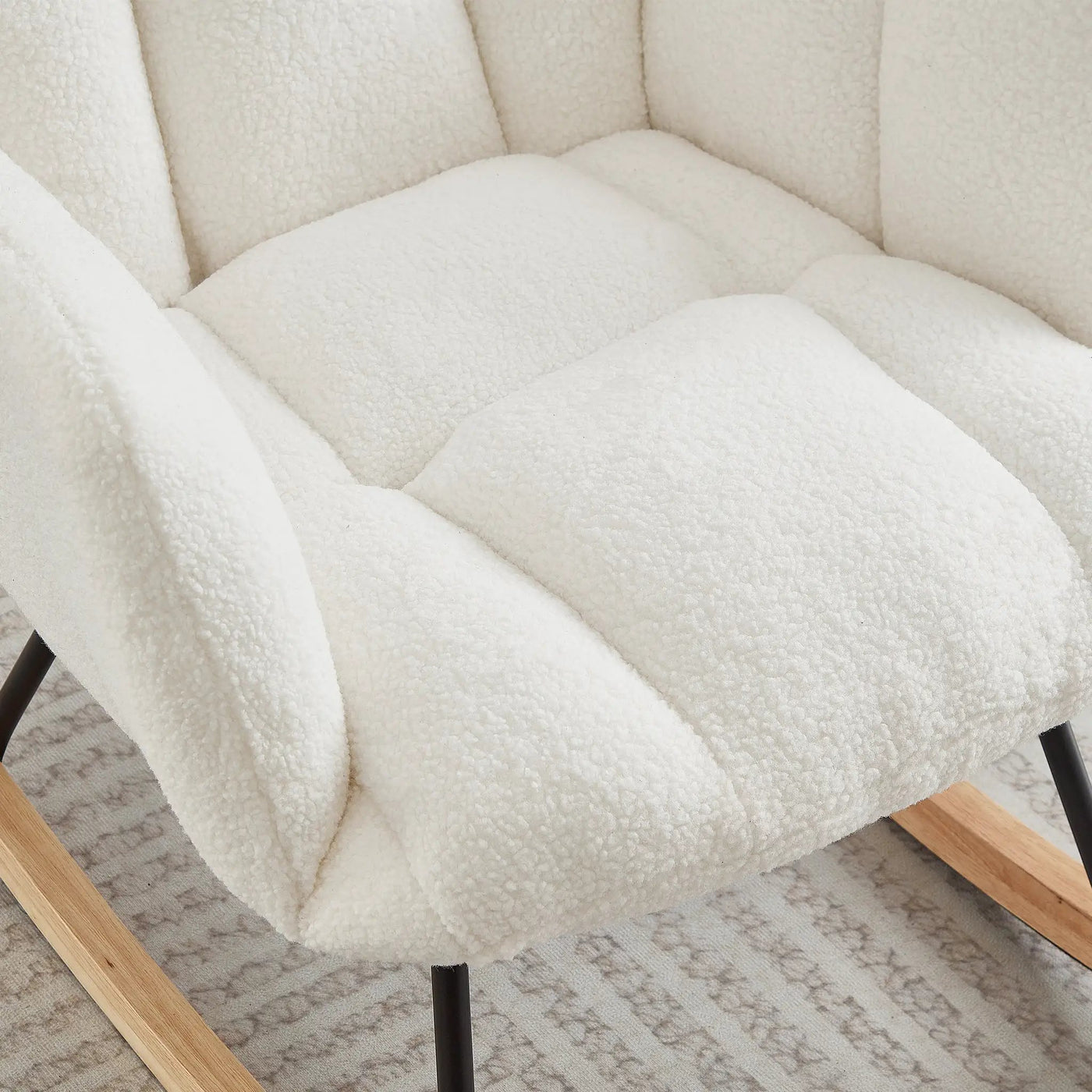 Glider Chair for Living Room Tufted Upholstered Teddy Fabric Rocking Chair by HouseOfZazla
