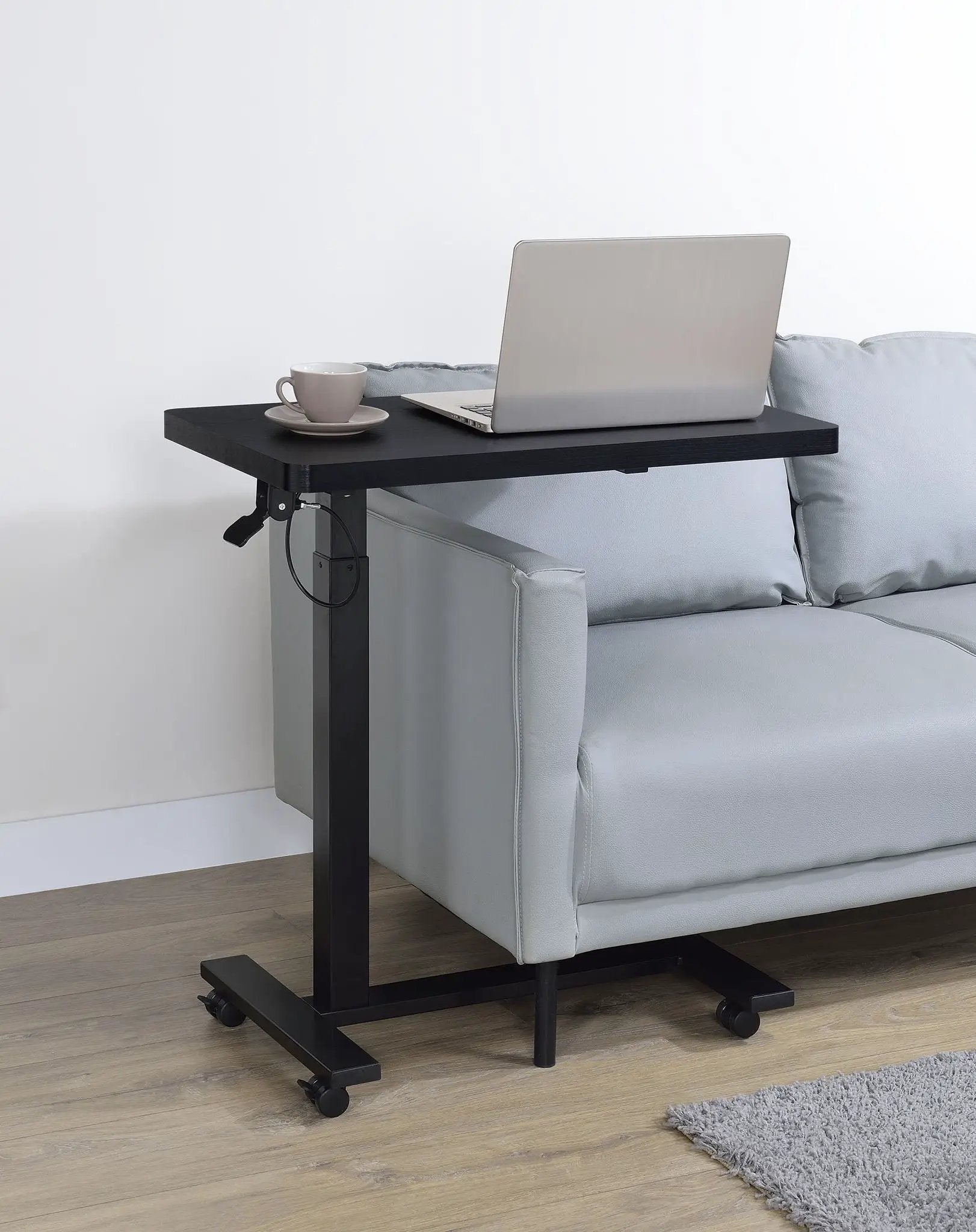 Westpark Pneumatic Adjustable C-Shape Side Table with Casters Black by Unique Piece Furniture