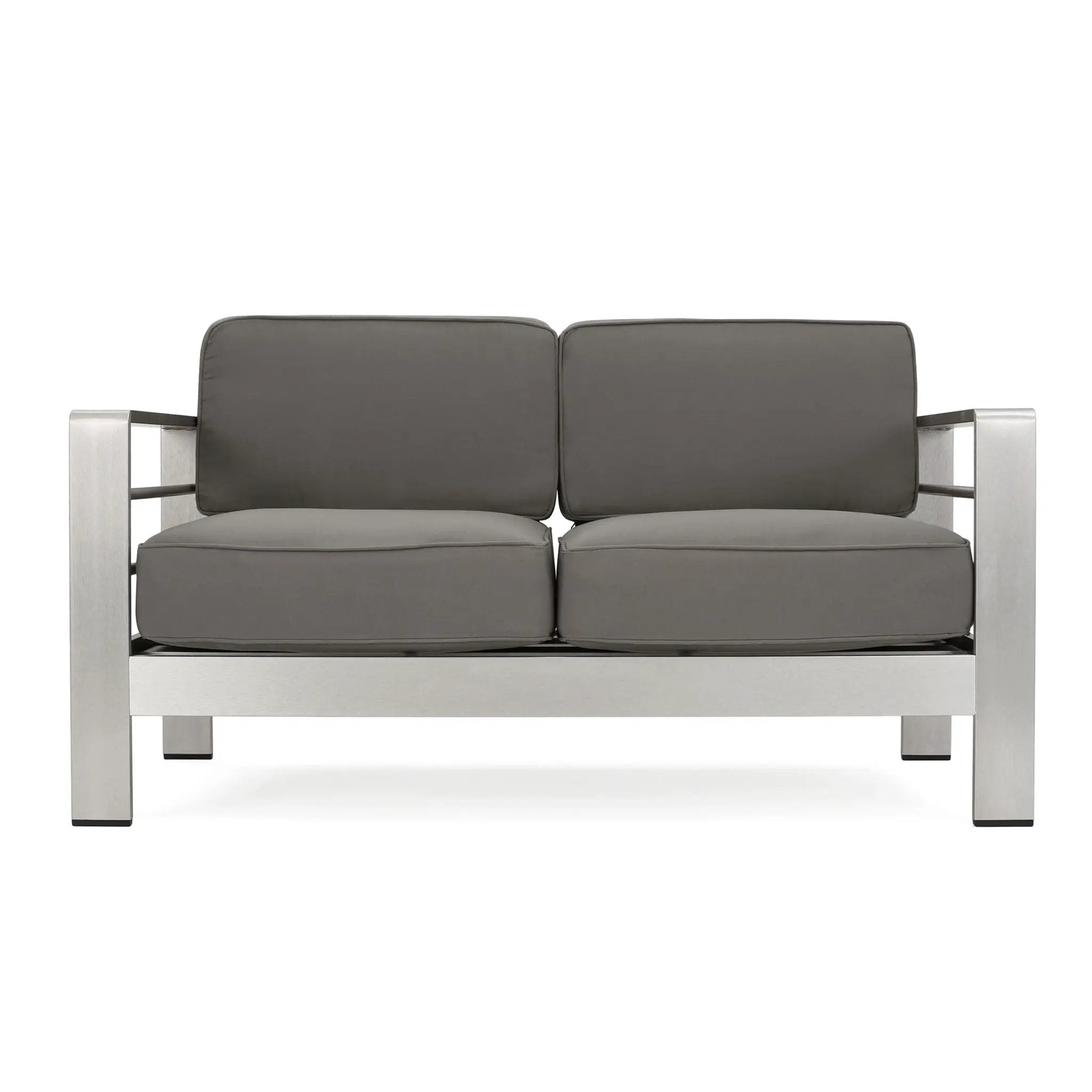 Outdoor Aluminum Loveseat With Cushion - Gray by HouseOfZazla