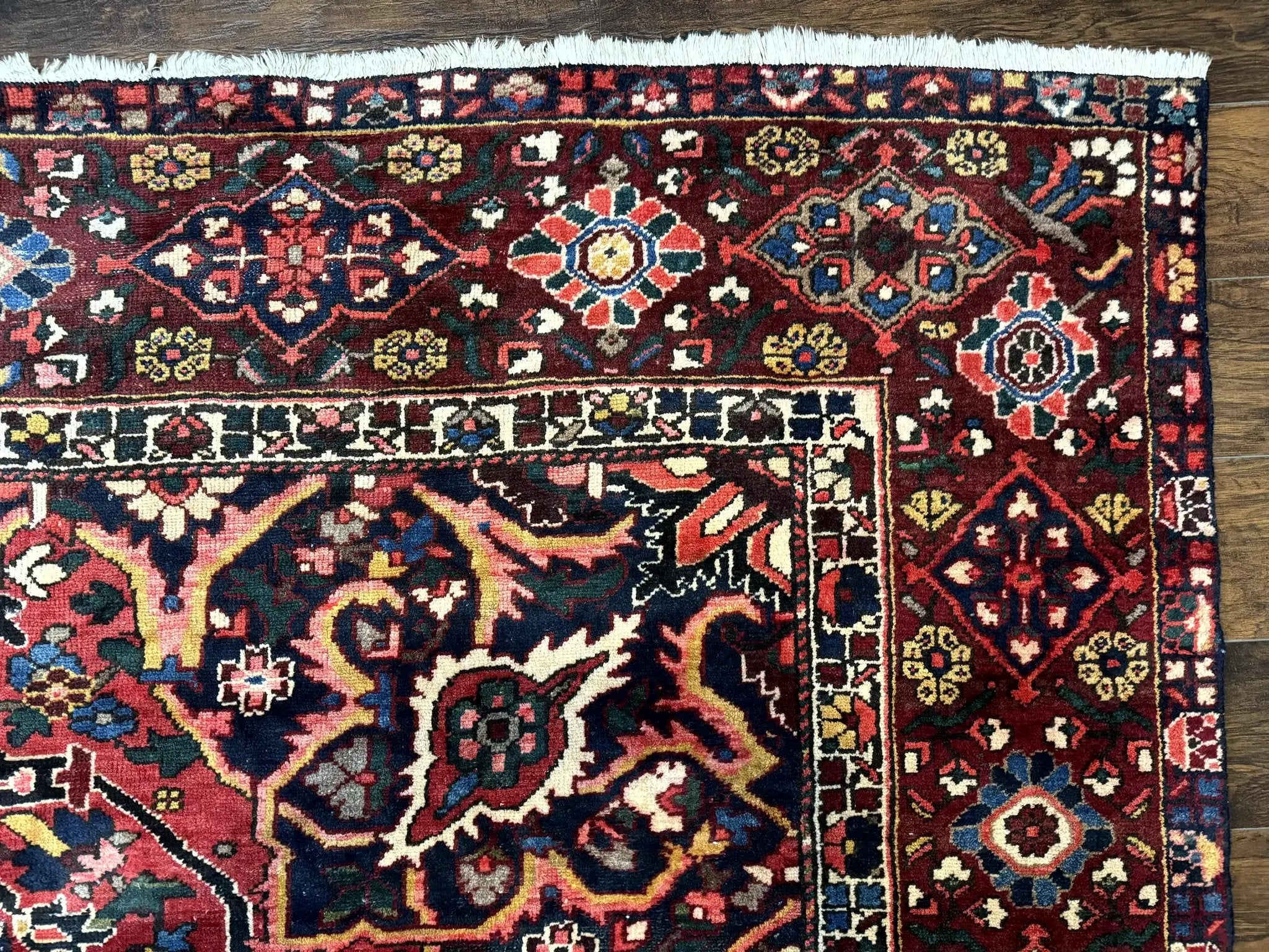 Rare Persian Bakhtiari Rug 10x13, Red, Semi Antique, Large Persian Carpet, Handmade by Jewel Rugs