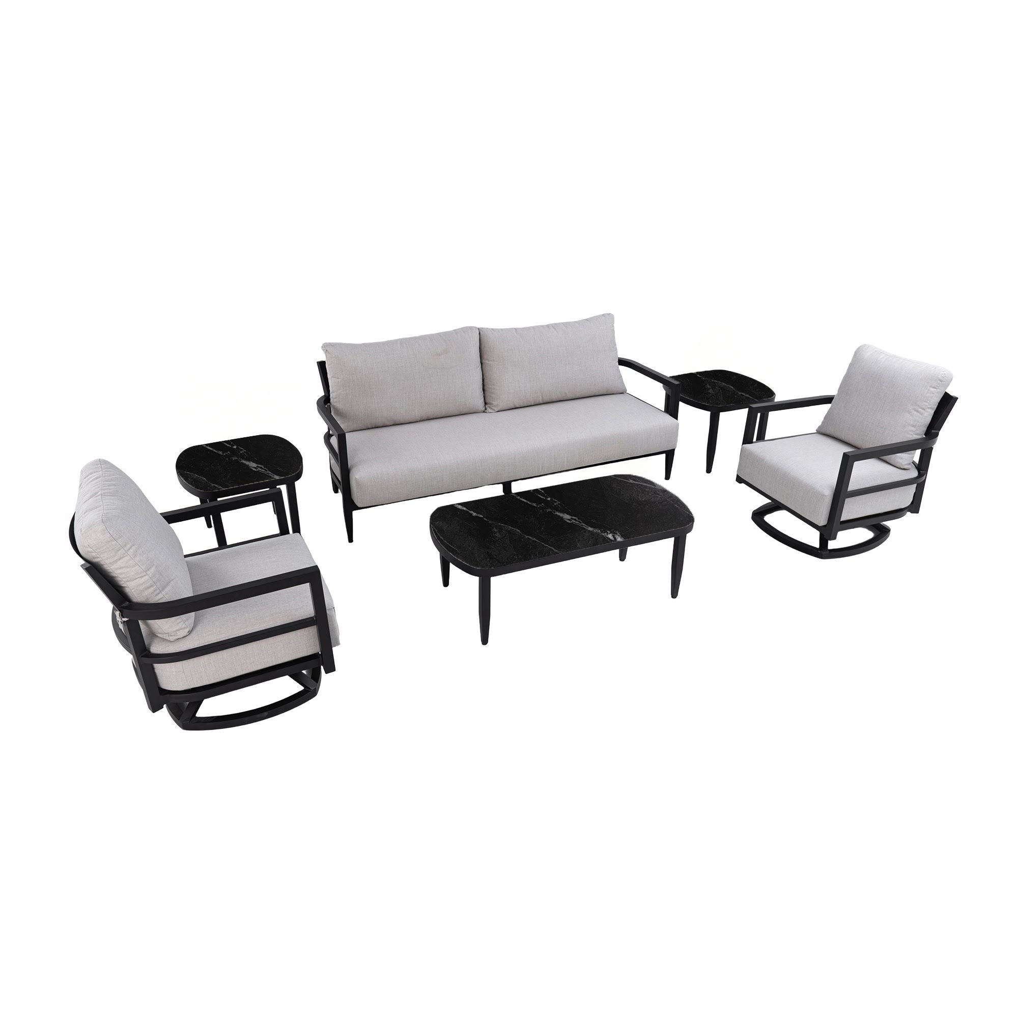 6 Piece Outdoor Conversation Set With Swivel Chairs - Ember Black by HouseOfZazla