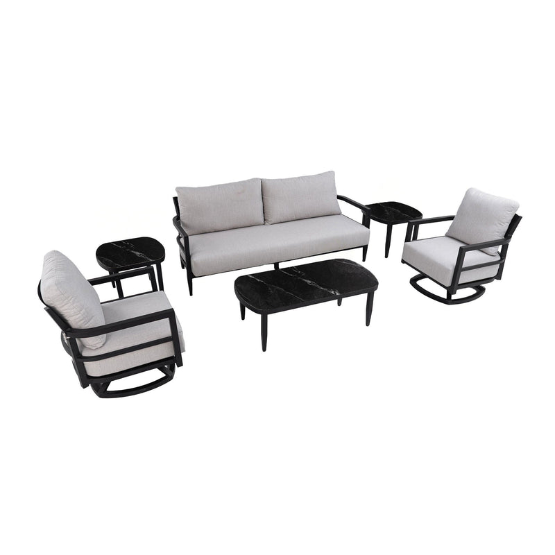 6 Piece Outdoor Conversation Set With Swivel Chairs - Ember Black by HouseOfZazla