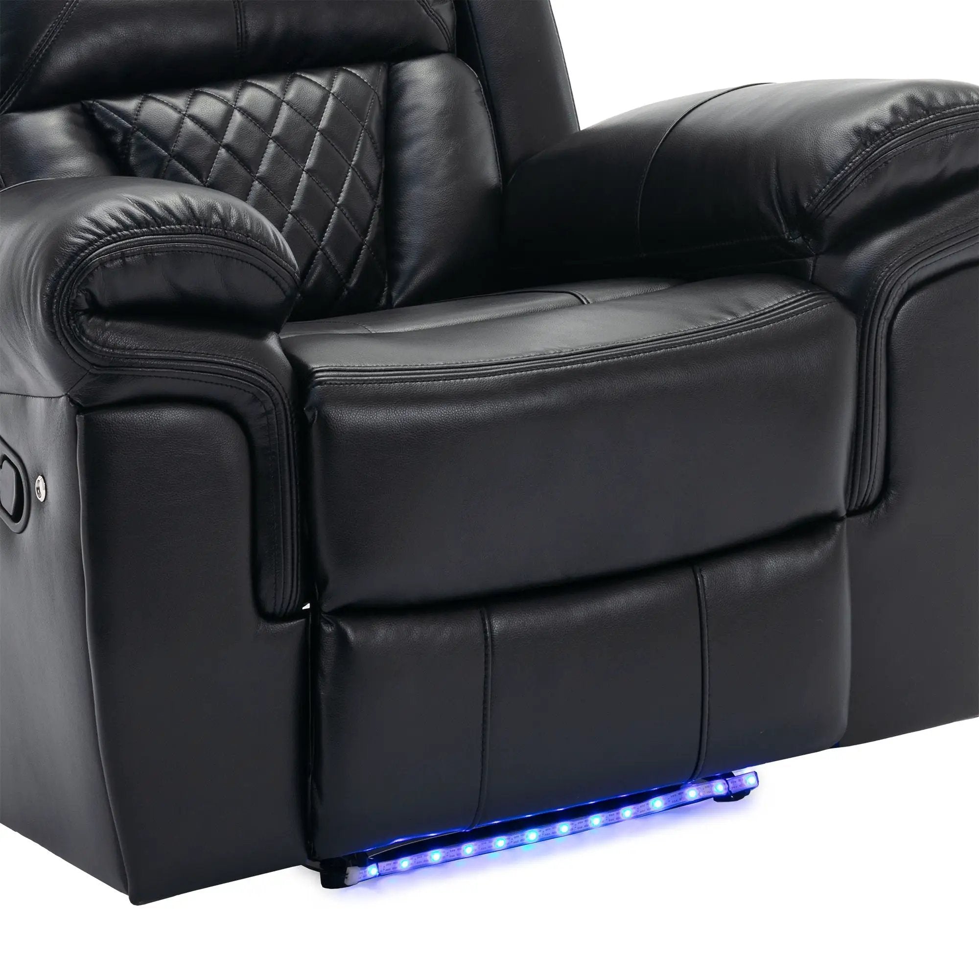 Home Theater Seating Manual Recliner Chair, Led Light Strip For Living Room - Black by HouseOfZazla