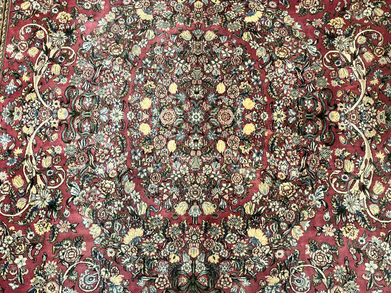 Sino Persian Rug 9x12, Fine 290 KPSI, Rose-Red, Floral Allover by Jewel Rugs