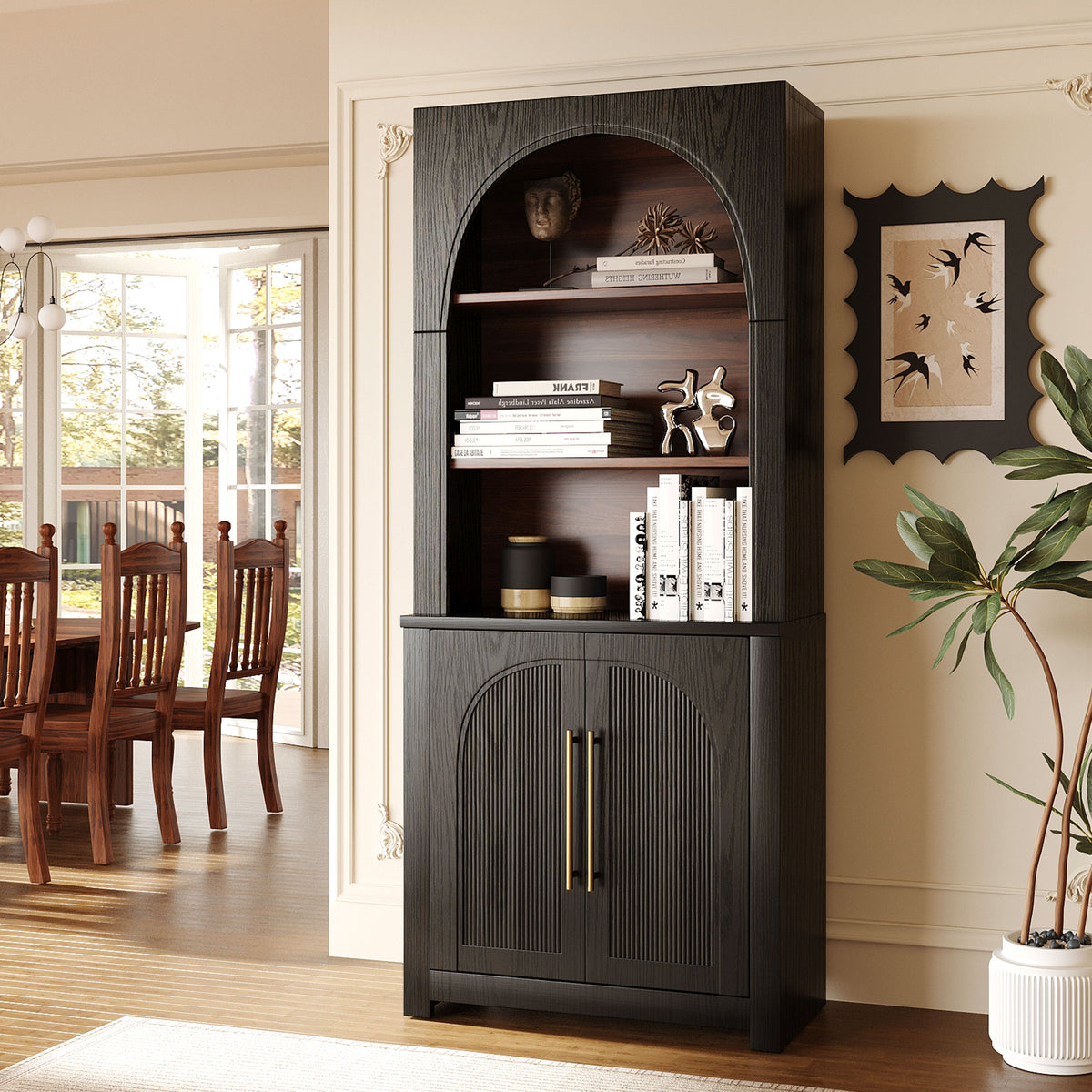 Modern Black Bookcase with Storage Cabinet - Black, photo 9 of 10