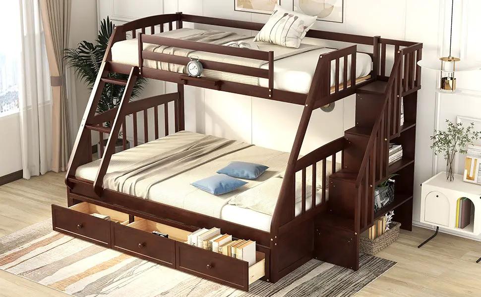 Bunk Bed With Drawers, Ladder And Storage Staircase by HouseOfZazla
