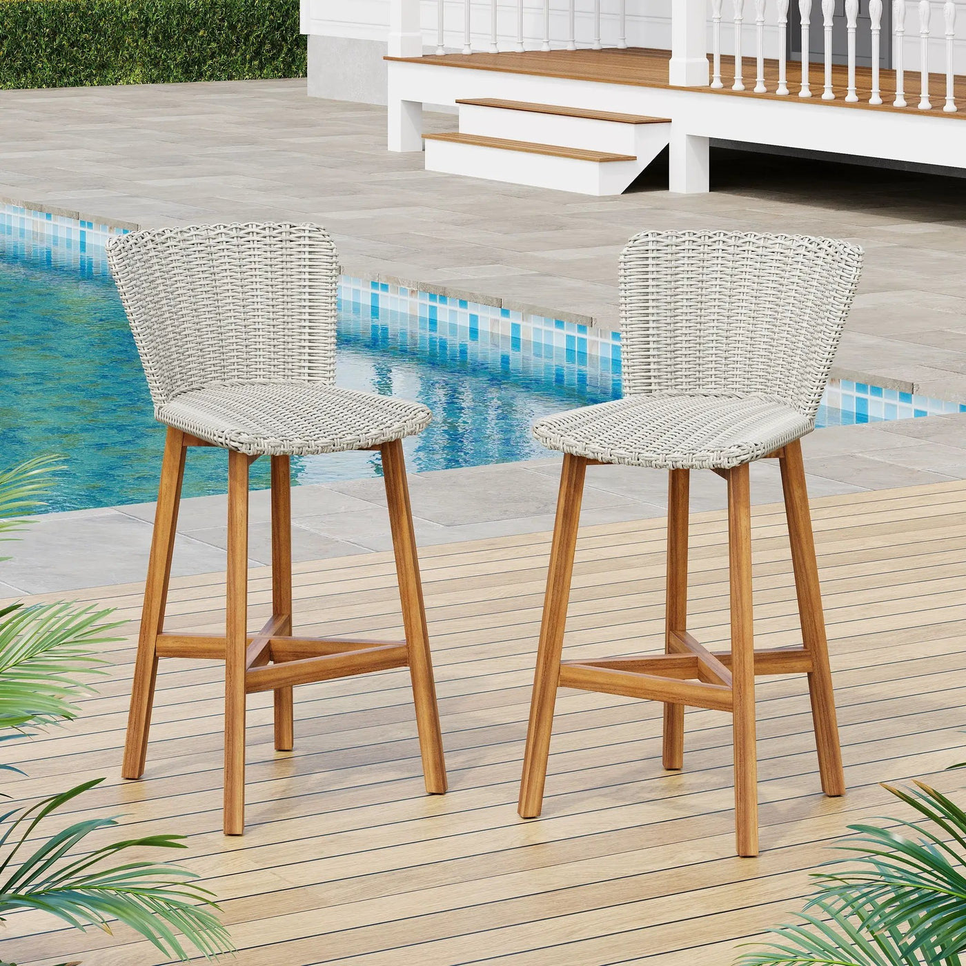 Lymington Outdoor Bar Stool Set of 2 by HouseOfZazla