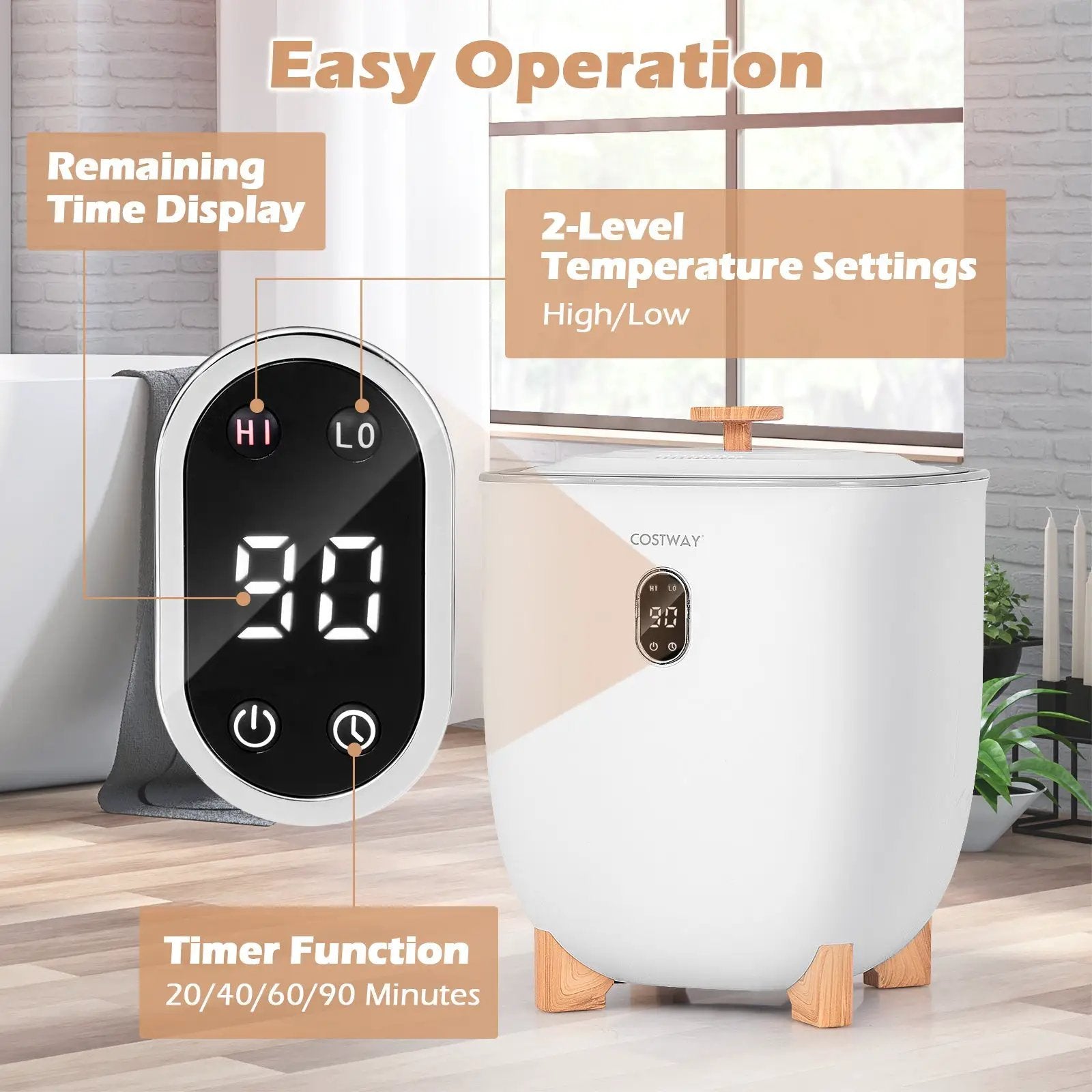 25L Towel Warmer Bucket with 2 Temperature Settings and Auto Shut Off-White by DirectDeals