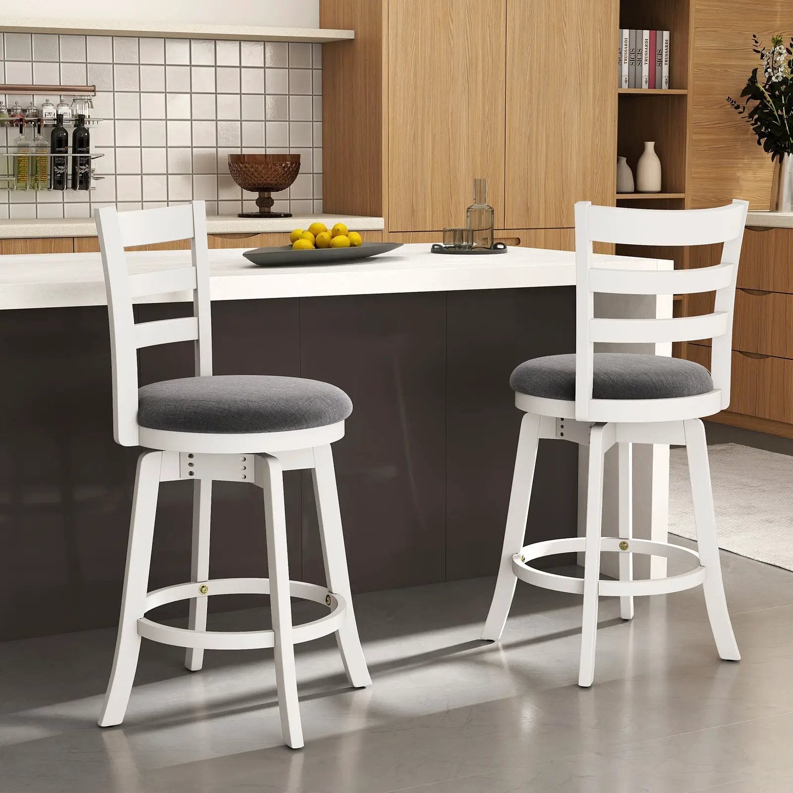 25"/30.5" Swivel Barstools Set of 2 360¬∞ Rotating Bar/Counter Height Chairs with Upholstered Seat by DirectDeals
