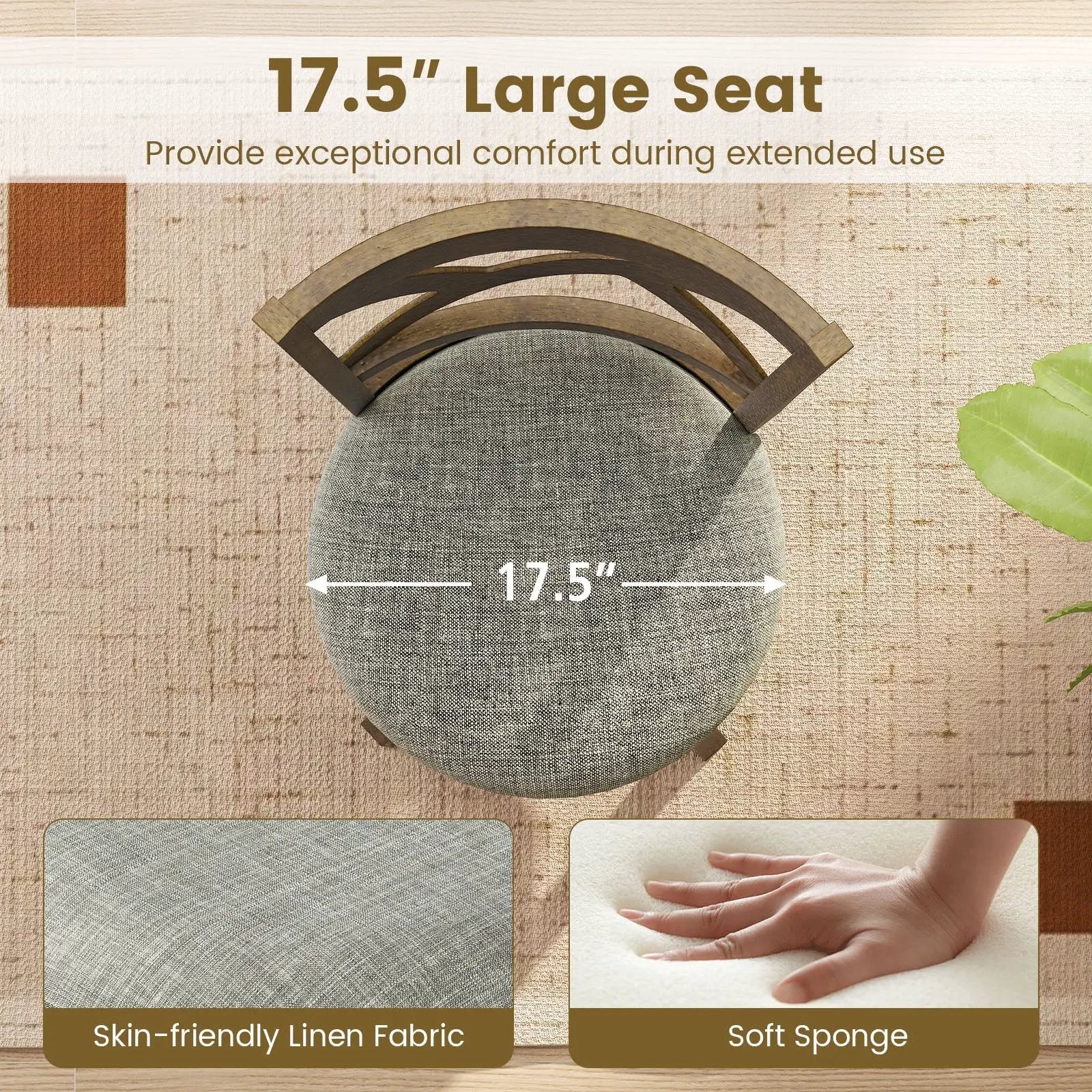 25/30 Inch Swivel Bar Stools Set of 2 with Backrests and Wood Frame by DirectDeals