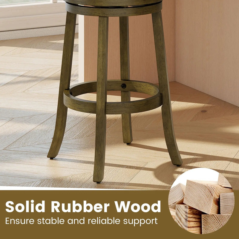 25/30 Inch Swivel Bar Stools Set of 2 with Backrests and Wood Frame by DirectDeals