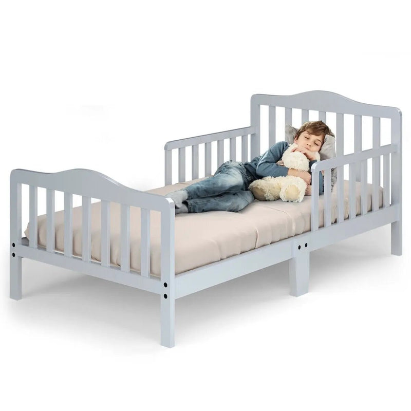 Classic Design Kids Wood Toddler Bed Frame with Two Side Safety Guardrails by DirectDeals