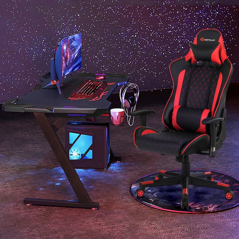 Massage Gaming Chair with Lumbar Support and Headrest by DirectDeals