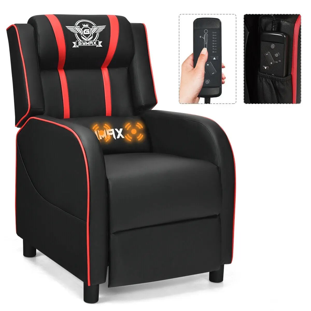 Massage Racing Gaming Single Recliner Chair by DirectDeals