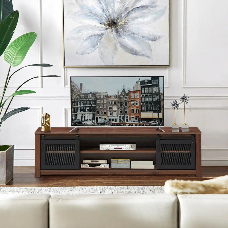 TV Stand Entertainment Center for TV's up to 65 Inch with Adjustable Shelves-Brown by DirectDeals
