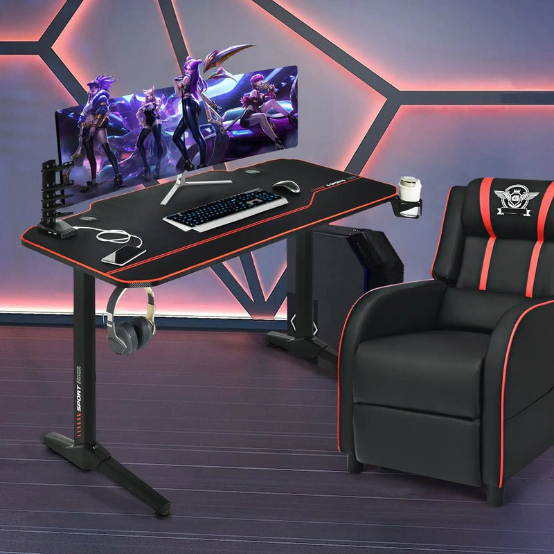 55 Inch Gaming Desk with Free Mouse Pad with Carbon Fiber Surface by DirectDeals