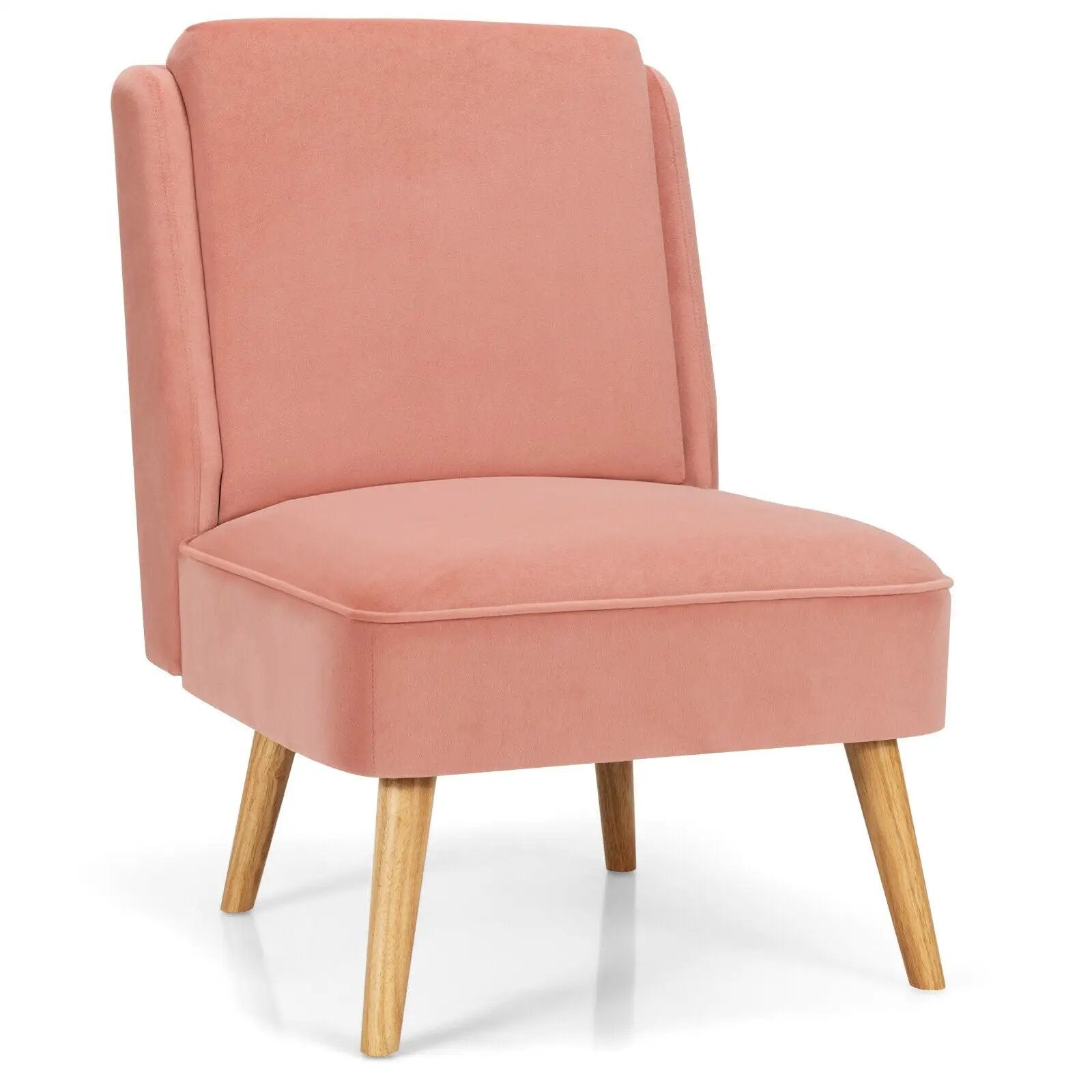 Velvet Accent Armless Side Chair with Rubber Wood Legs for Bedroom by DirectDeals