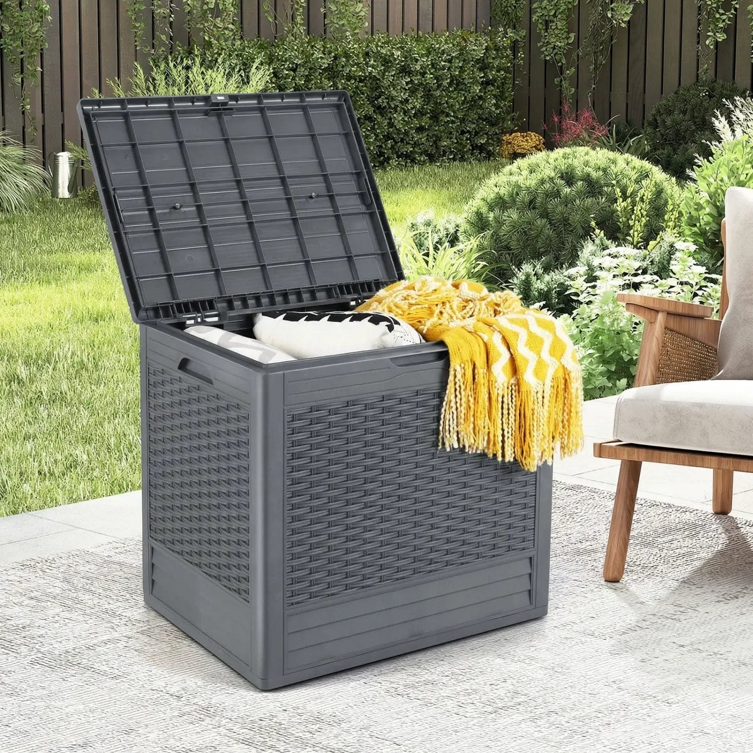 25 Gallon Outdoor Storage Box with Rattan Patterns by DirectDeals
