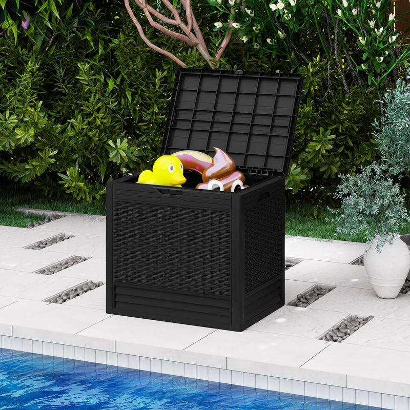 25 Gallon Outdoor Storage Box with Rattan Pattern by DirectDeals