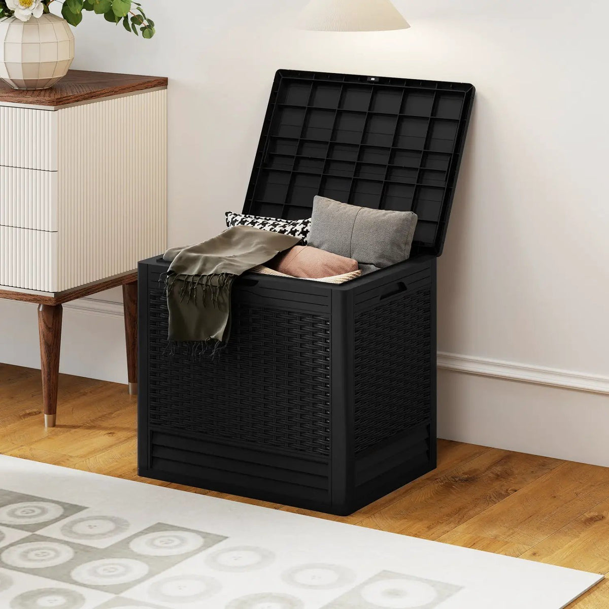 25 Gallon Outdoor Storage Box with Rattan Pattern by DirectDeals