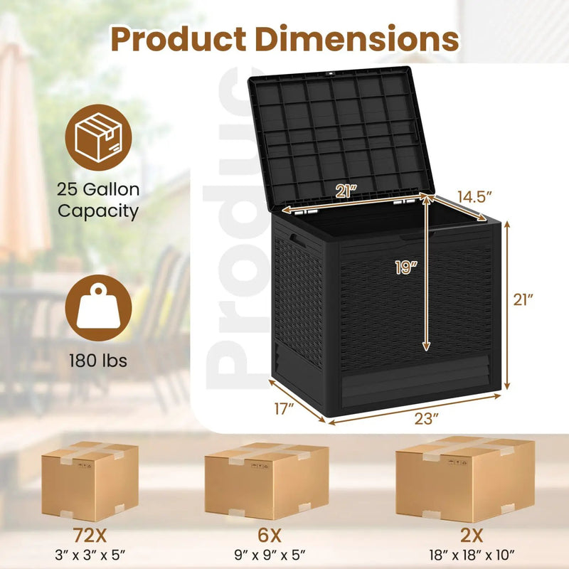 25 Gallon Outdoor Storage Box with Rattan Pattern by DirectDeals