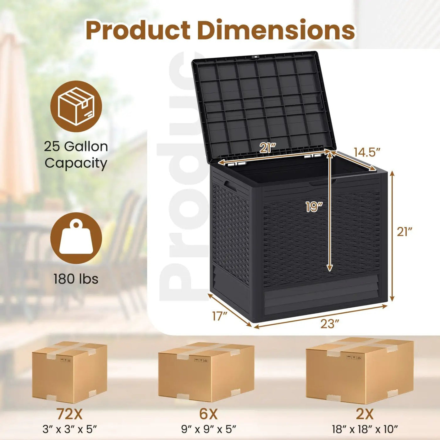 25 Gallon Outdoor Storage Box with Rattan Pattern by DirectDeals