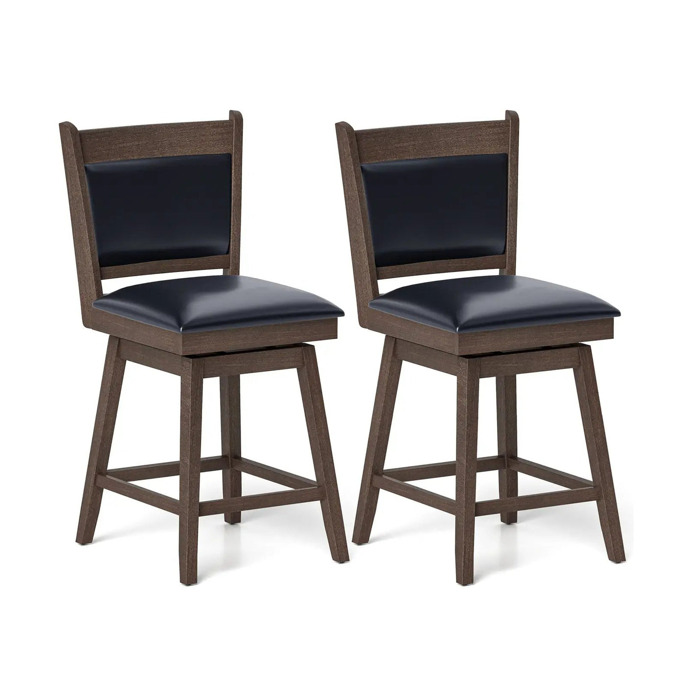25/29 Inch Padded Bar Stools Set of 2 with Swivel Seat and Footrest by DirectDeals