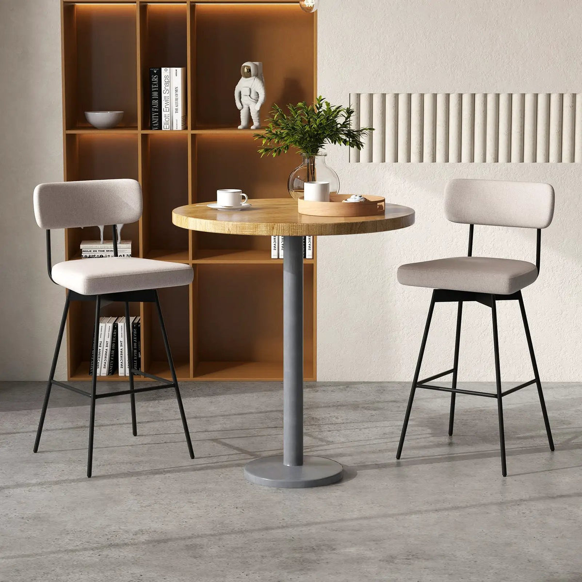 29 Inch Counter Height Upholstered Swivel Bar Stool Set of 2 by DirectDeals