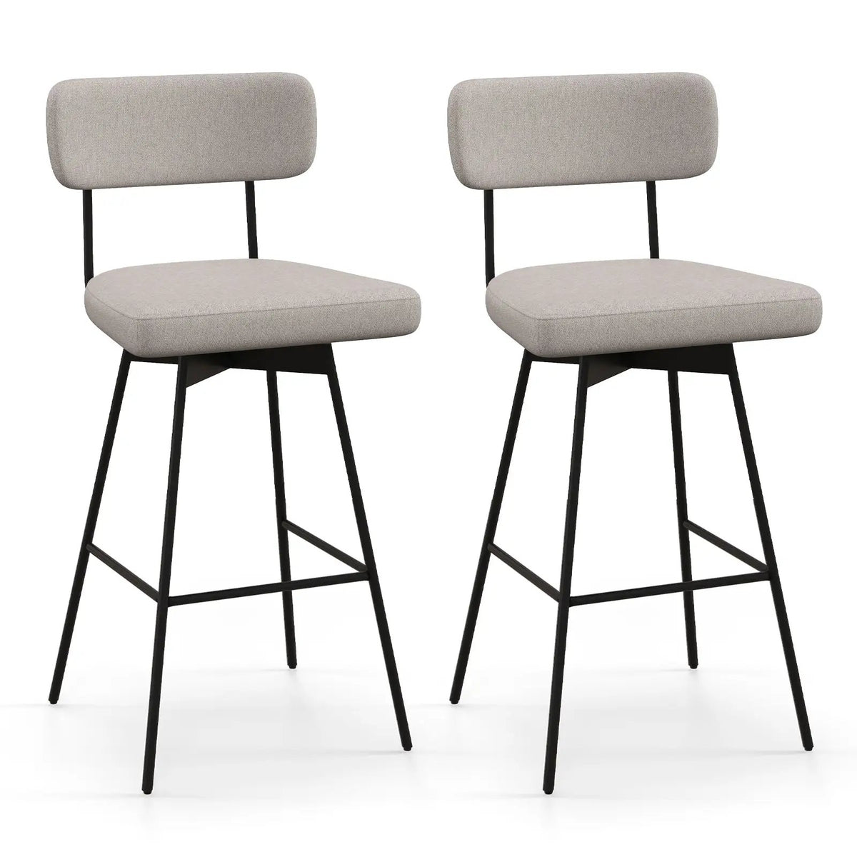 29 Inch Counter Height Upholstered Swivel Bar Stool Set of 2 by DirectDeals