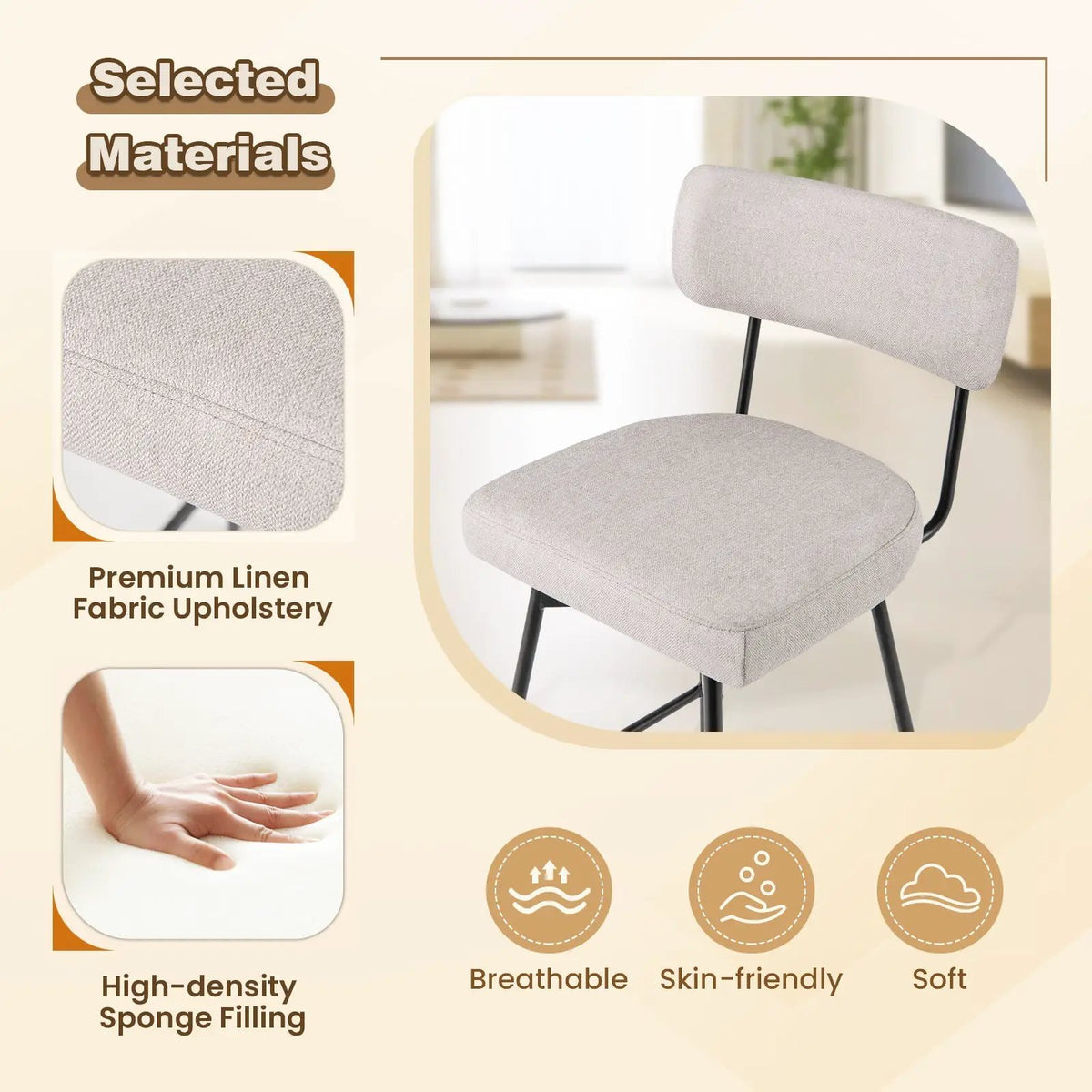 29 Inch Counter Height Upholstered Swivel Bar Stool Set of 2 by DirectDeals