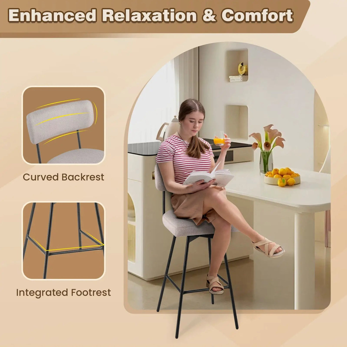 29 Inch Counter Height Upholstered Swivel Bar Stool Set of 2 by DirectDeals