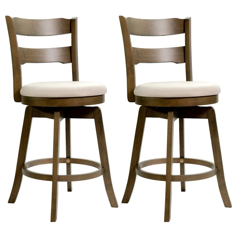 25 Inch Swivel Counter Barstools with Backrest & Upholstered Seat by DirectDeals