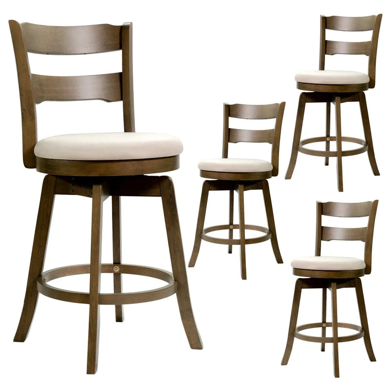 25 Inch Swivel Counter Barstools with Backrest & Upholstered Seat by DirectDeals
