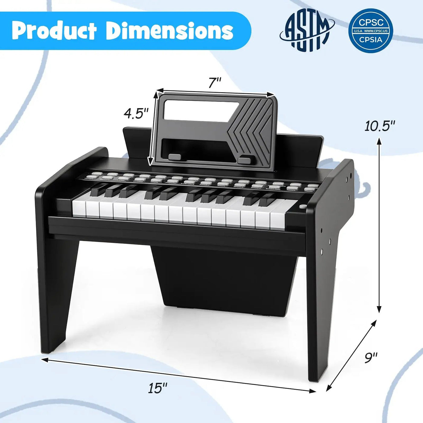 25 Keys Kids Piano Keyboard with Adjustable Speed and Volume by DirectDeals