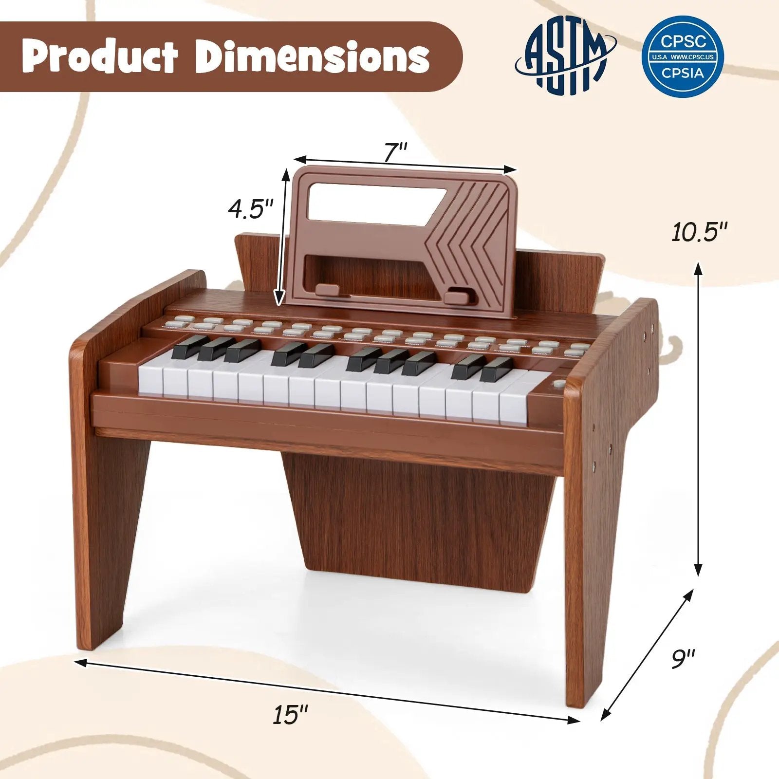 25 Keys Kids Piano Keyboard with Adjustable Speed and Volume by DirectDeals