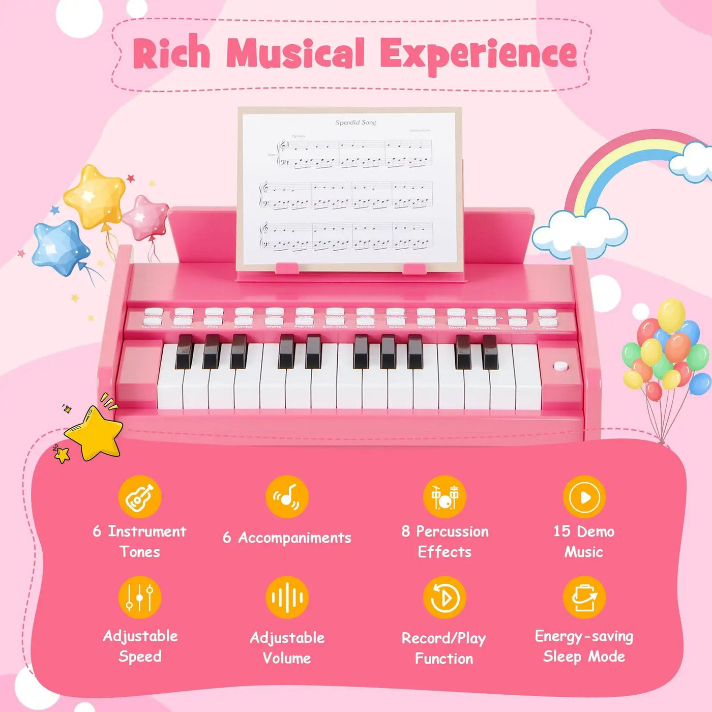 25 Keys Kids Piano Keyboard with Adjustable Speed and Volume by DirectDeals