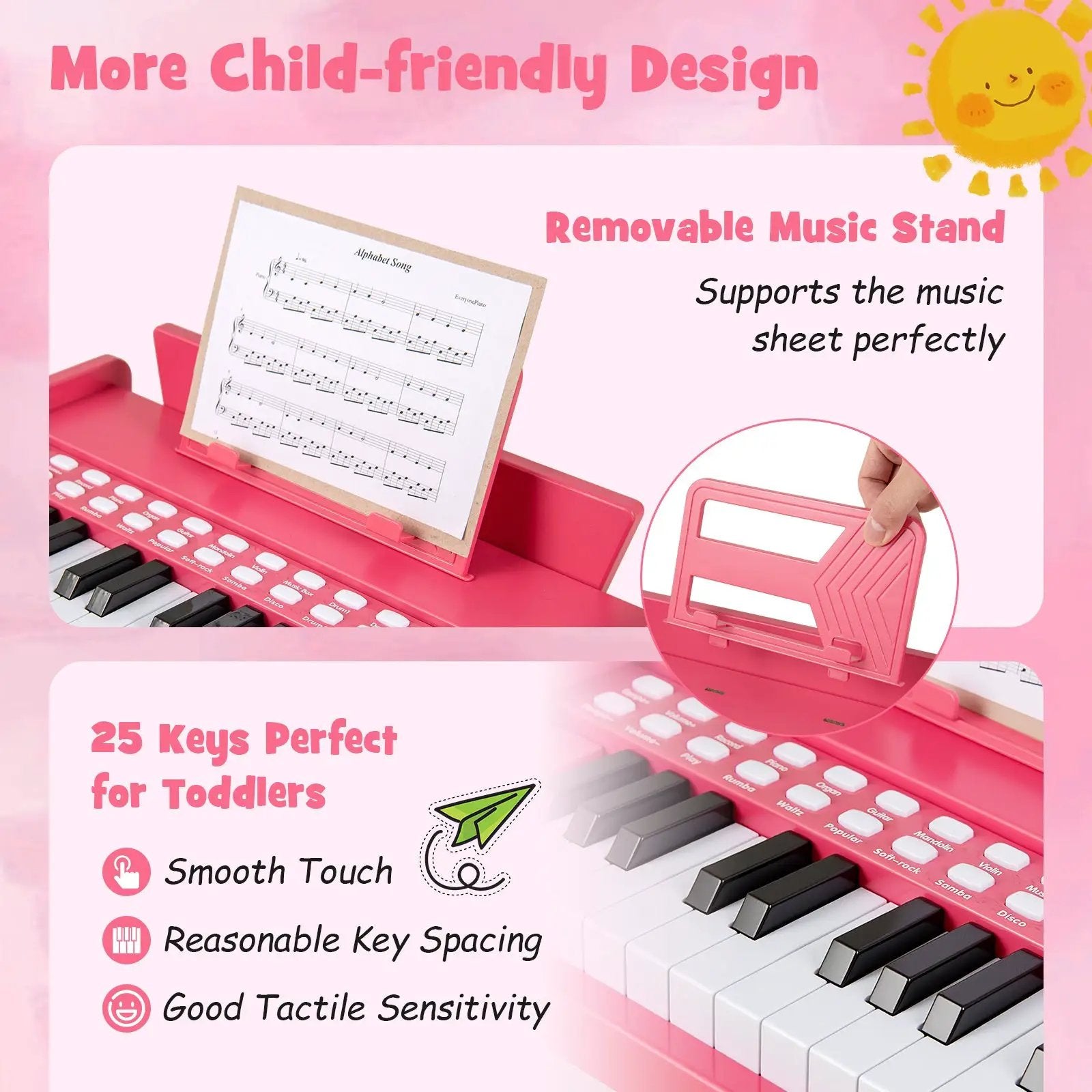 25 Keys Kids Piano Keyboard with Adjustable Speed and Volume by DirectDeals