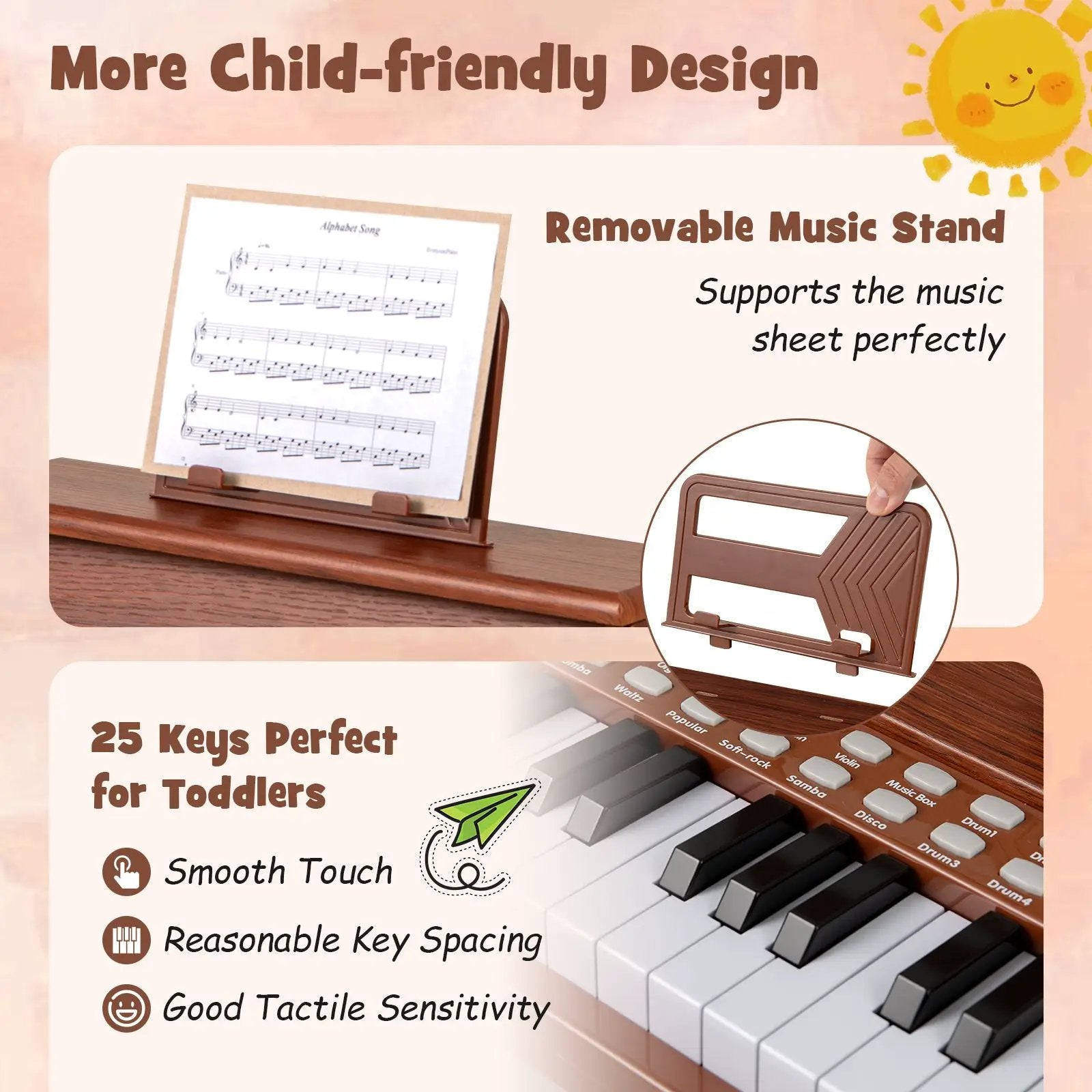 25 Keys Kids Piano Keyboard with Adjustable Speed and Teaching Mode by DirectDeals