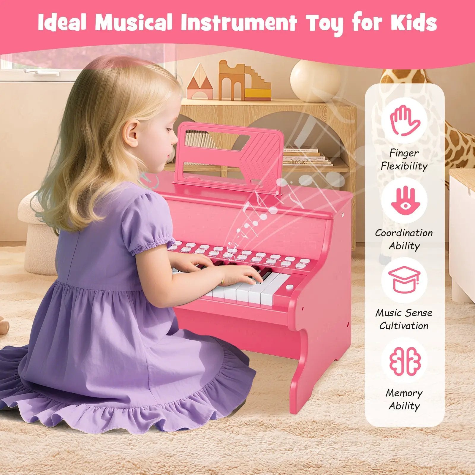 25 Keys Kids Piano Keyboard with Adjustable Speed and Teaching Mode by DirectDeals